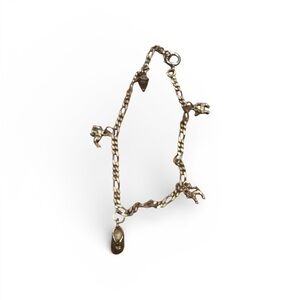 Vintage Sterling Silver Charm Bracelet With Various Dangling Charms
